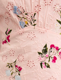 Pink Floral Selena Broderie Midi Dress