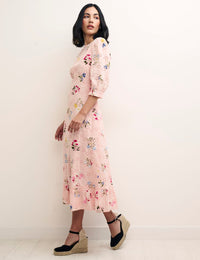 Pink Floral Selena Broderie Midi Dress