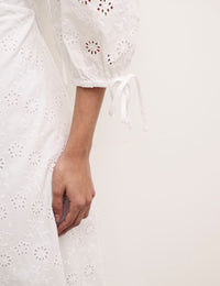 White Dominique Broderie Midi Dress