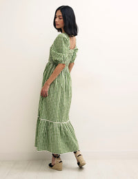 Green Gingham Elsa Smock Midi Dress