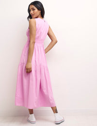 Pink Elora Sleeveless Midi Dress