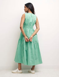 Green/Pink Stripe Elora Sleeveless Dress