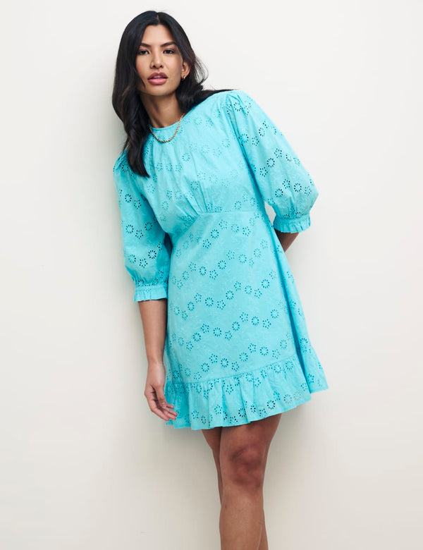 Bright Broderie Blue Serena Mini Dress