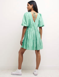 Green & Pink Stripe Vienna Mini Dress