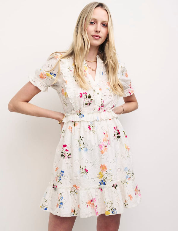 White Floral Broderie Anglaise Mini Dress
