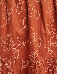 Brown Embroidered Vienna Mini Dress