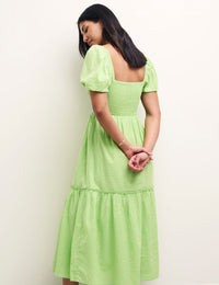 Green Puff Sleeve Tallulah Midi Dress