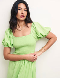 Green Puff Sleeve Tallulah Midi Dress