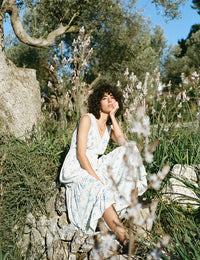 White Floral Crochet Detail Stephie Midi Dress