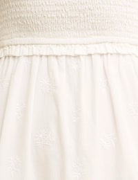 Petite White Shirred Maisi Midi Dress