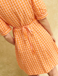 Orange Gingham Check Penny Mini Dress