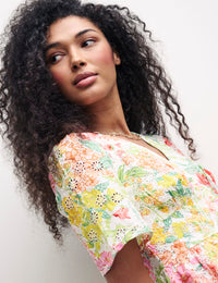 Multi Floral Broderie Mietta Mini Dress