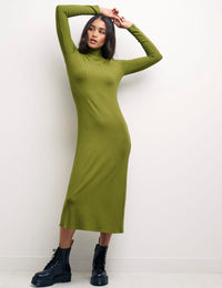 Green Bailey Cutout Rib Midi Dress