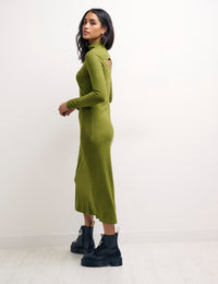 Green Bailey Cutout Rib Midi Dress