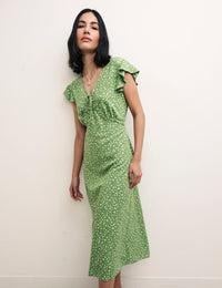 Ditsy Green Lily Midi Dress