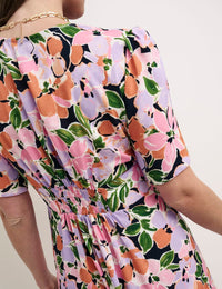 Petite Floral Alexa with Shirring Midi Dress