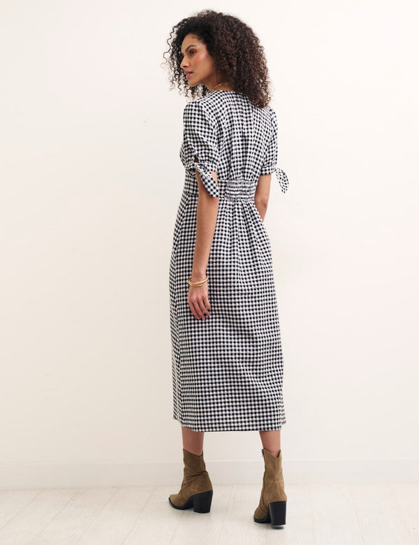 Black & White Gingham Alexis Midi Dress