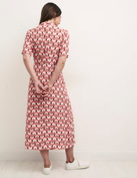 Pink Geo Floral Daisy Midi Dress