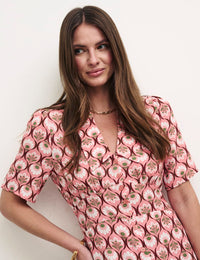 Pink Geo Floral Daisy Midi Dress