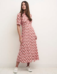 Pink Geo Floral Daisy Midi Dress