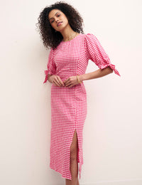 Pink Gingham Esme Midi Dress