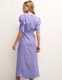 Blue Heart Print Evie Midi Dress