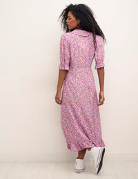 Lilac Heart Print Petite Annalise Midi Dress