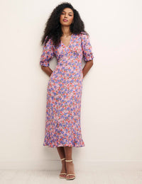 Pink Floral Petite Delilah Midi Dress