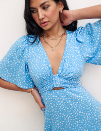 Blue Ditsy Floral London Midi Dress