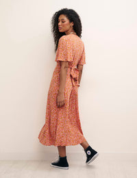 Orange Heart Print London Midi Dress