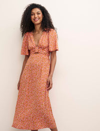 Orange Heart Print London Midi Dress
