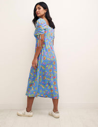 Blue Fruit Print Pippa Midi Dress