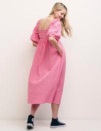 Pink Gingham Petite Midi Dress