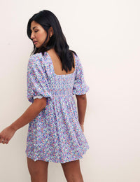 Floral Blue Petite Kylie Mini Dress