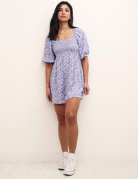 Floral Blue Petite Kylie Mini Dress