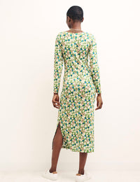 Green Floral Sweetheart Neck Marlow Midi Dress