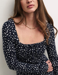 Black Floral Mckenna Long Sleeve Mini Dress