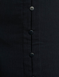 Black Reed Crinkle Collar Midaxi Dress