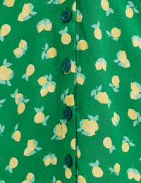 Green Sicilian Lemon Alexa Midi with Shirring Tea Dress