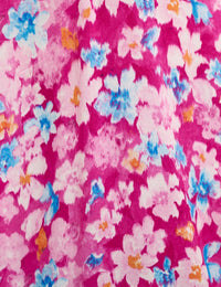 Pink Floral Lily Tea Midi Dress