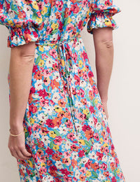 Floral Puff Sleeve Delilah Midi Tea Dress