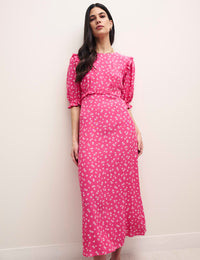 Pink Ditsy Floral Felicia Midi Dress