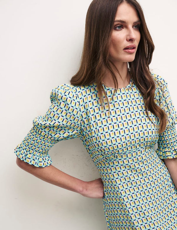 Green Geometric Luna Midi Dress