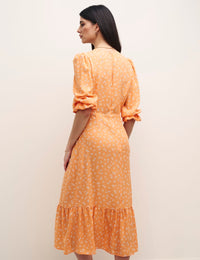 Orange Ditsy Floral Selena Midi Dress