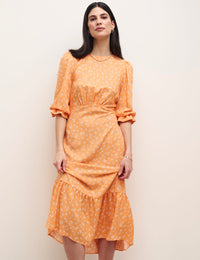 Orange Ditsy Floral Selena Midi Dress