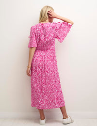 Pink Heart Print Elka Midi Dress