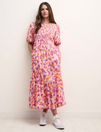 Multi Daisy Floral Kelsie Midi Dress
