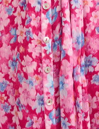 Pink Floral Malika Midi Shirt Dress