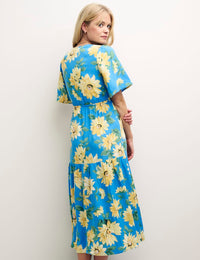 Sunflower Clementine Flutter Sleeve Midi Dress