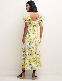 Sunflower Puff Sleeve Ginger Midi Dress